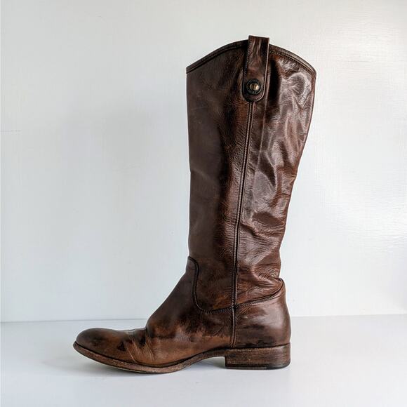 Frye Boots Melissa Button 77172 Womens 8.5 Brown Tall Knee High Leather Riding - Picture 1 of 16